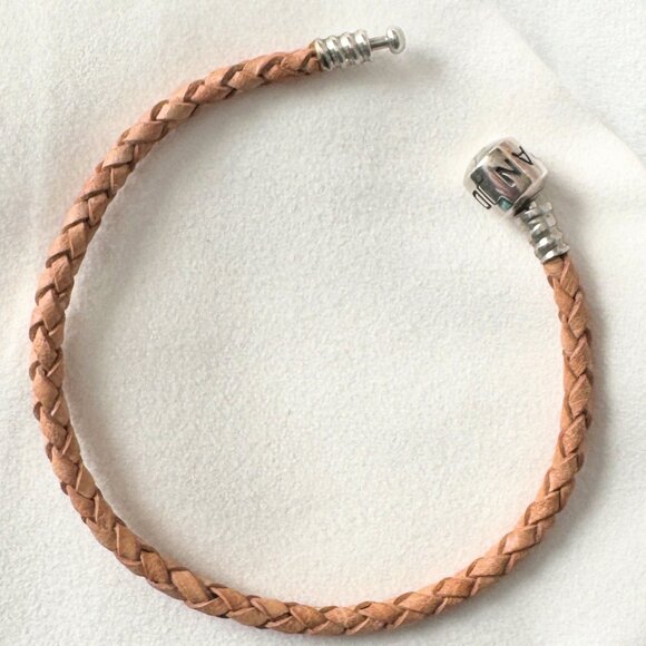9.1" Pandora Light Brown Leather Bracelet ONLY 2 in Stock - Picture 5 of 5